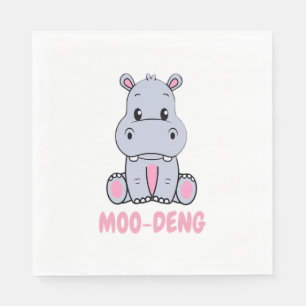 Niedlich Baby Hippo Moo Deng Bouncy Pig in Thai Hi Serviette