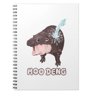 Niedlich Baby Hippo Moo Deng Bouncy Pig in Thai T- Notizblock