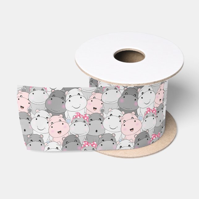 Niedlich Baby Hippo Ribbon Satinband (Spule)