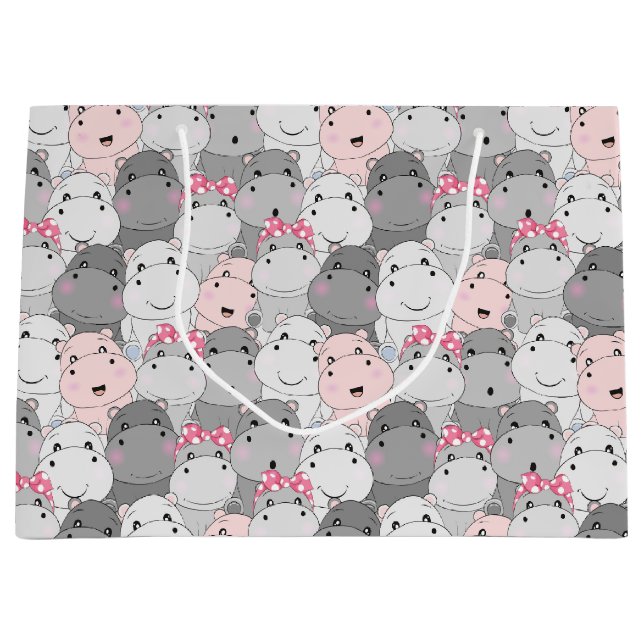 Niedlich Baby Hippos Geschenktasche Große Geschenktüte (Vorderseite)