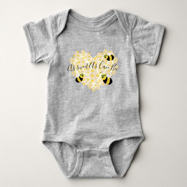 Niedlich Baby Honey Bee Honeycomb Herd mit Name Ba Strampler (Vorderseite)