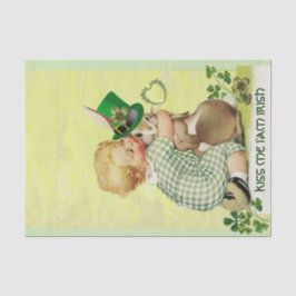 NIEDLICH BABY HUGGING RABBIT Irish St. Patrick's D Seidenpapier