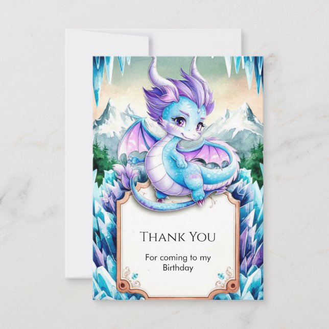 Niedlich Baby Ice Dragon Birthday Dankeskarte (Vorderseite)