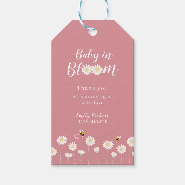 Niedlich Baby in Bloom Daisy Baby Dusche Vielen Da Geschenkanhänger (Vorderseite)