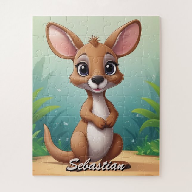 Niedlich Baby Kangaroo mit Namen (Vertikal)