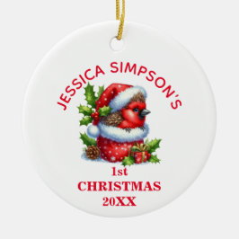 Niedlich Baby Kardinal Erste Weihnachten Personali Keramik Ornament