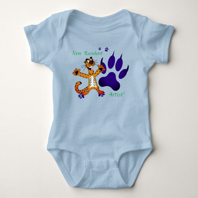 Niedlich Baby Kids Tiger Tracks Künstlerisch Baby Strampler (Vorderseite)