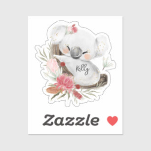 Niedlich Baby Koala Gold Speckle Individuelle Name Aufkleber