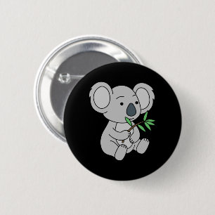 Niedlich Baby Koala mit Eukalyptus-Blätter Button