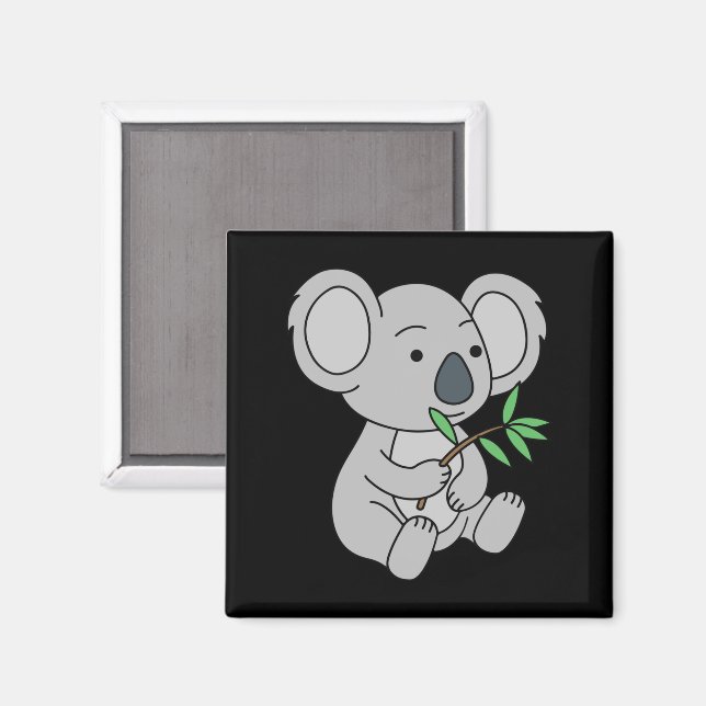 Niedlich Baby Koala mit Eukalyptus-Blätter Magnet (Vorderseite/Rückseite)