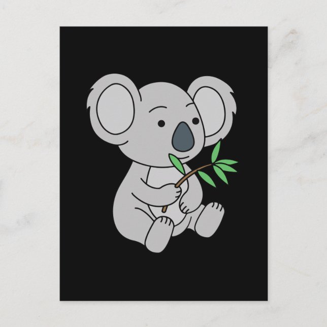 Niedlich Baby Koala mit Eukalyptus-Blätter Postkarte (Vorderseite)
