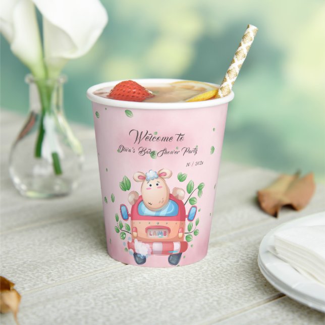Niedlich Baby Lamb Baby Dusche Pappbecher (In Situ)
