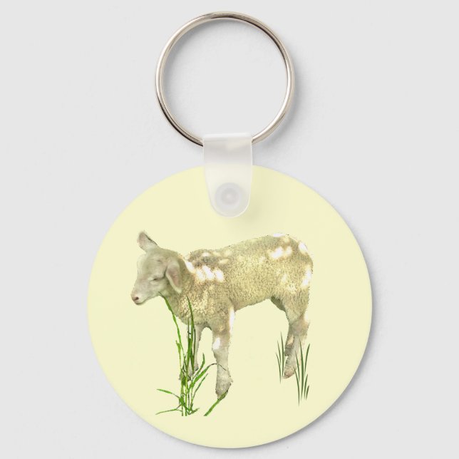 Niedlich Baby Lamb Schlüsselanhänger (Vorderseite)