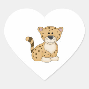 Niedlich Baby Leopard Herz-Aufkleber