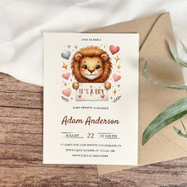 Niedlich Baby Lion - Es ist eine Baby-Dusche von B Einladung