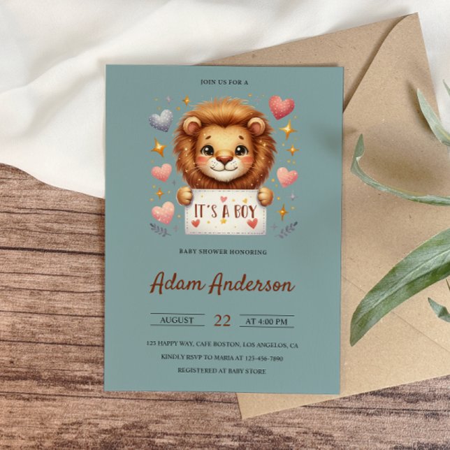 Niedlich Baby Lion - Es ist eine Baby-Dusche von B Einladung (Von Creator hochgeladen)
