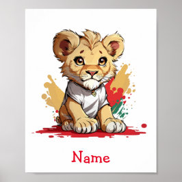 Niedlich Baby Lion Individuelle Name Poster