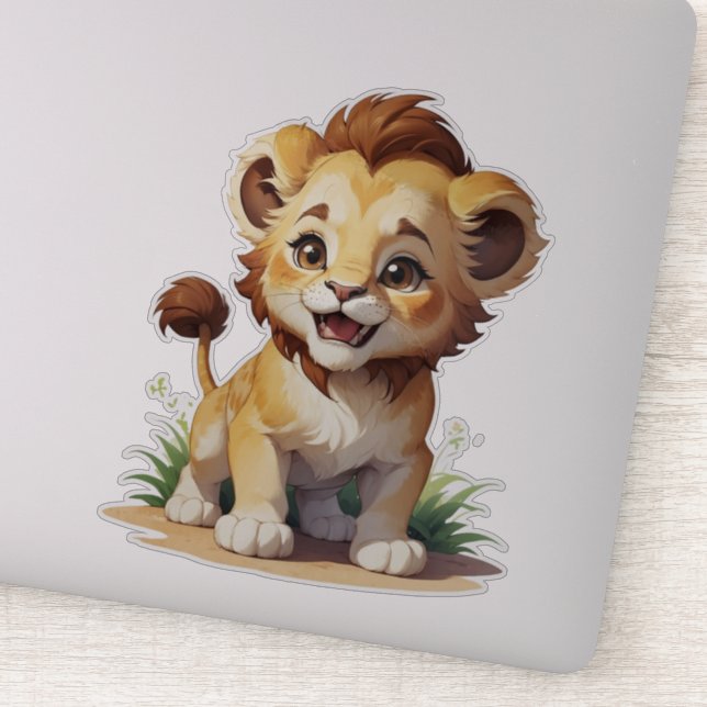 Niedlich Baby Lion Safari Zootier Aufkleber (Detail)
