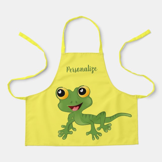 Niedlich Baby Lizard Gecko Kinder Personalisiert Schürze (Vorderseite)