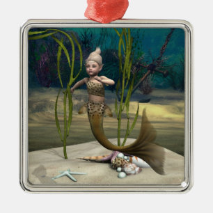 Niedlich Baby Mermaid Silbernes Ornament