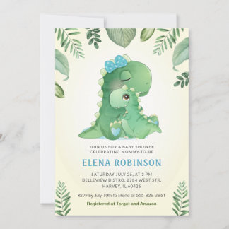 Niedlich Baby Mommy Dinosaur Boy Baby Dusche Sprin Einladung