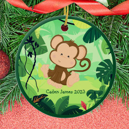 Niedlich Baby Monkey Custom Kids Jungle Weihnachte Keramik Ornament