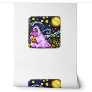 Niedlich Baby Moo Deng Halloween Van Gogh Starry N Tapete