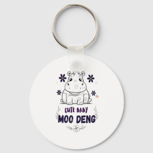 Niedlich Baby Moo Deng T - Shirt Schlüsselanhänger