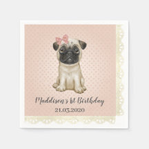 Niedlich Baby Mops Geburtstag Napkins
