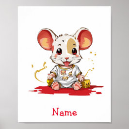 Niedlich Baby Mouse Individuelle Name Poster
