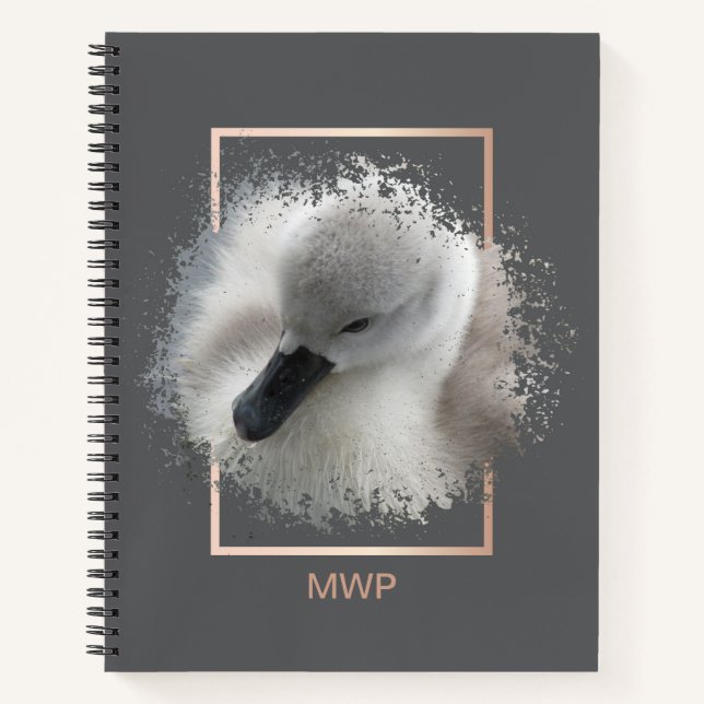 Niedlich Baby Mute Swan Gray Abstrakt Notizbuch (Vorderseite)