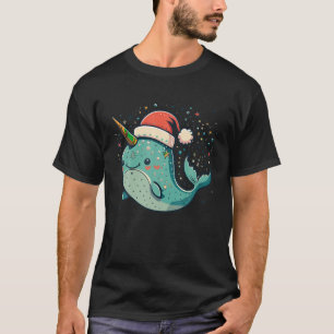 Niedlich Baby Narwhal Weihnachtsmannmütze Weihnach T-Shirt