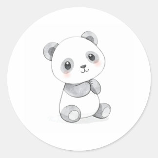 Niedlich Baby Panda Aufkleber Aquarellfarbe Illust