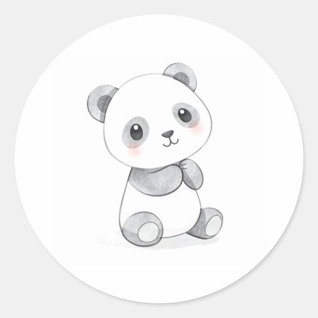 Niedlich Baby Panda Aufkleber Aquarellfarbe Illust (Vorderseite)