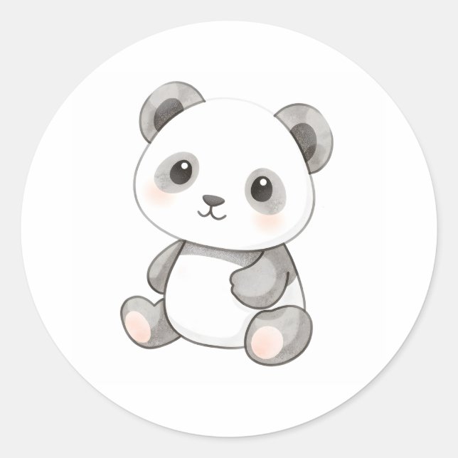 Niedlich Baby Panda Aufkleber Aquarellfarbe Illust (Vorderseite)