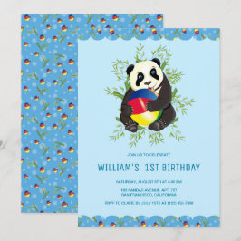 Niedlich Baby Panda Ball 1. Geburtstag Party Einladung