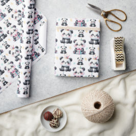 Niedlich Baby Panda Bear Muster White Geschenkpapier