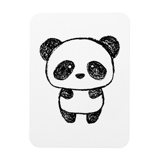 Niedlich Baby Panda Gezeichnet in Charcoal - Amand Magnet (Vertikal)
