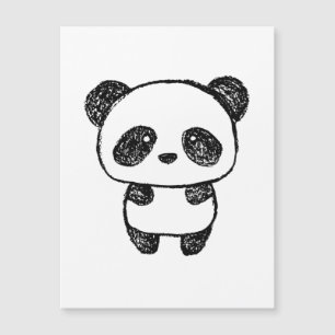 Niedlich Baby Panda Gezeichnet in Charcoal - Amand Magnetkarte
