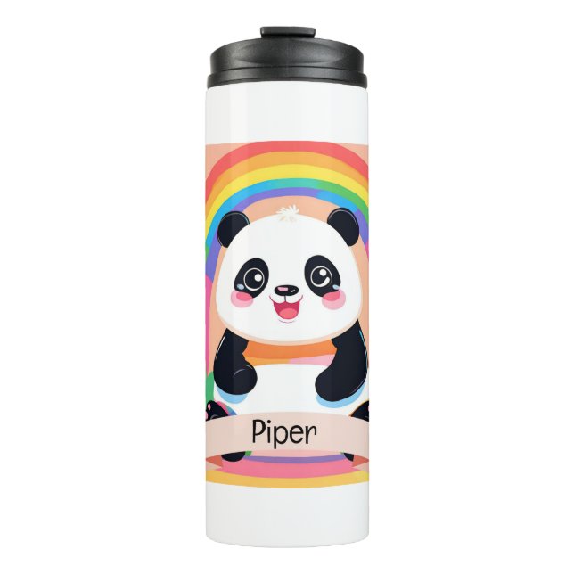 Niedlich Baby Panda Rainbow Thermosbecher (Vorderseite)