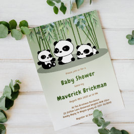 Niedlich Baby Panda Simple Bamboo Greenerity Baby  Einladung