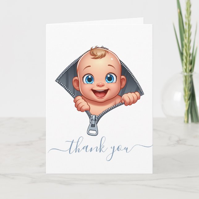 Niedlich Baby Peekout Baby Dusche Danke Karte (Vorderseite)