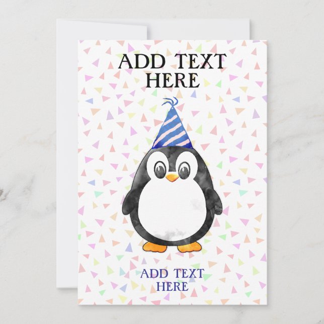 Niedlich Baby Penguiin Geburtstag Einladung (Vorderseite)