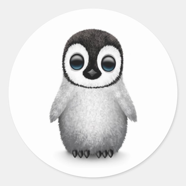Niedlich Baby Penguin auf White Runder Aufkleber (Vorderseite)