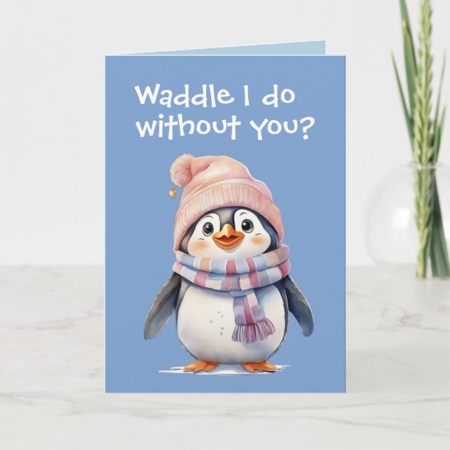 Niedlich Baby Penguin Fun Weihnachten Spaß Urlaub Karte (Vorderseite)