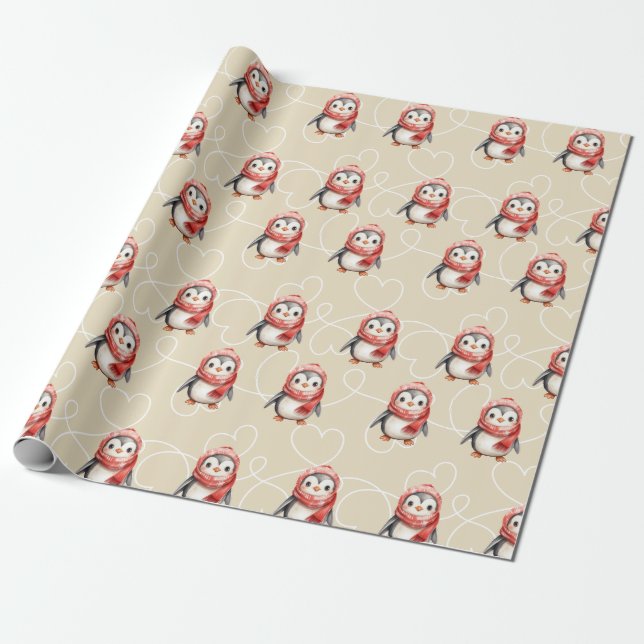 Niedlich Baby Penguin Geschenkpapier (Ungerollt)