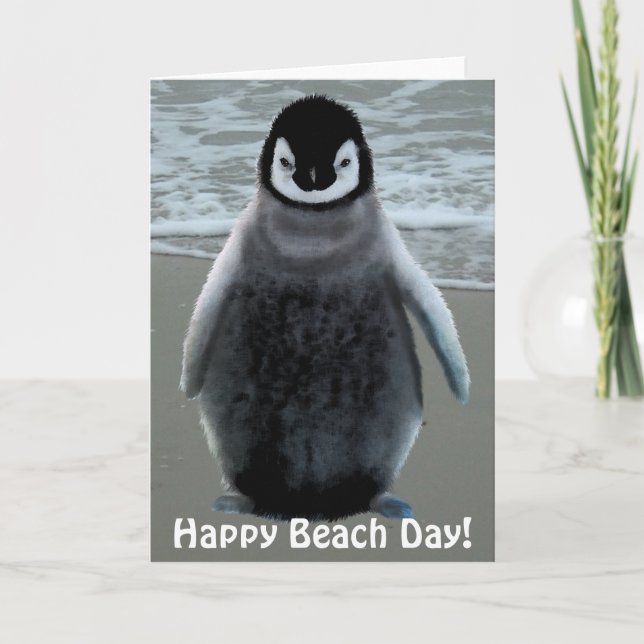 Niedlich Baby Penguin-lover Beach Funny Birthday C Karte (Vorderseite)
