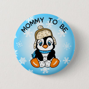 Niedlich Baby Penguin   Mami als Babydusche Button
