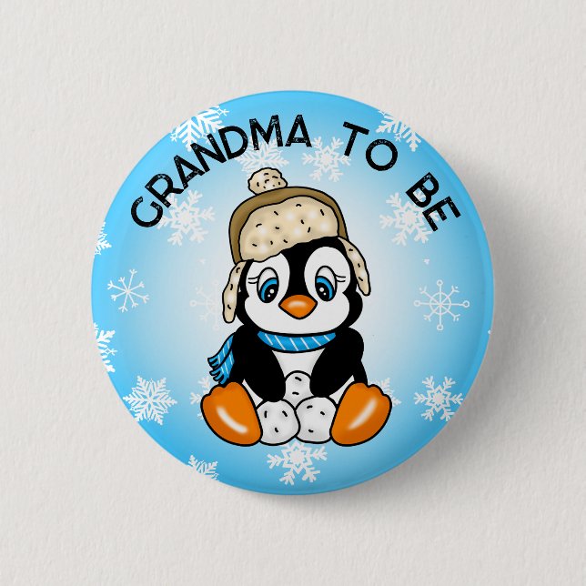 Niedlich Baby Penguin | Oma soll Babydusche sein Button (Vorderseite)