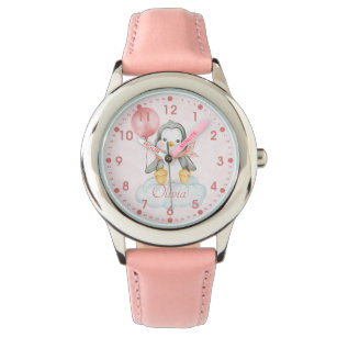 Niedlich Baby Penguin Pink Personalisiert Armbanduhr